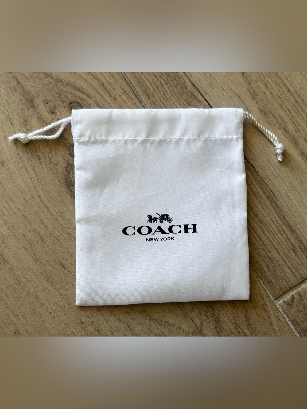 New COACH White Drawstring Dust Bag for jewelry/accessories, mini size 5.25”x4.5